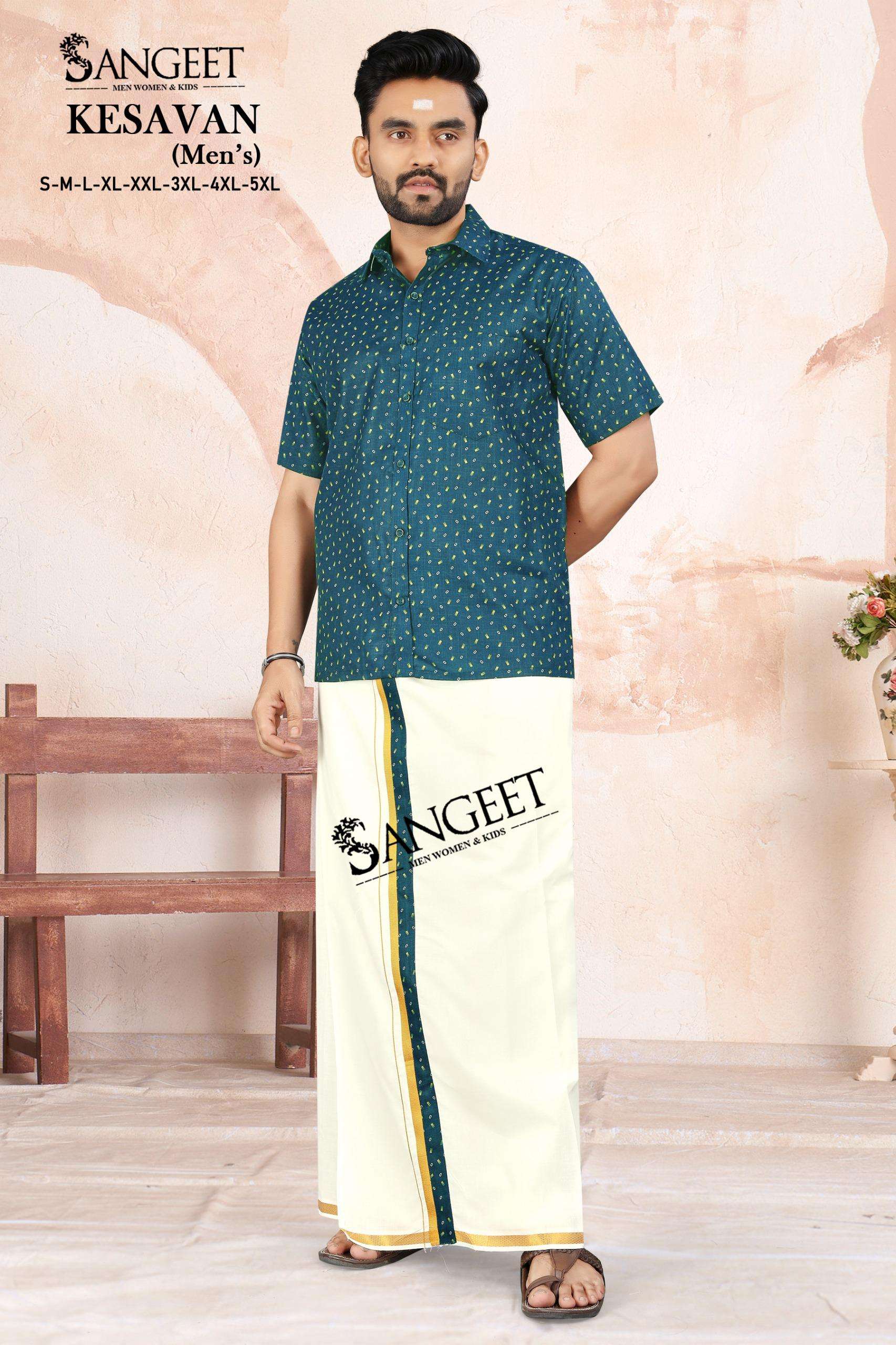 KESAVAN BY SANGEET IN BOMBAY SLUB COTTON PRINT WITH VELCRO TAPE VESTI 