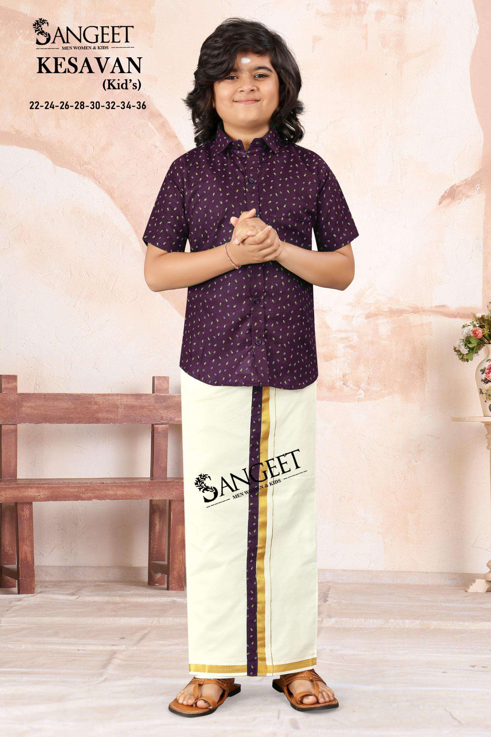 KESAVAN BY SANGEET IN BOMBAY SLUB COTTON PRINT  WITH VESTI VELCRO TAPE 