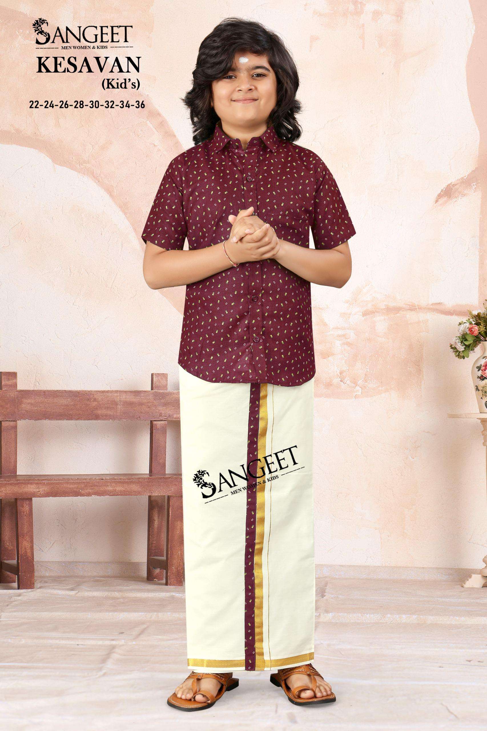 KESAVAN BY SANGEET IN BOMBAY SLUB COTTON PRINT  WITH VESTI VELCRO TAPE 
