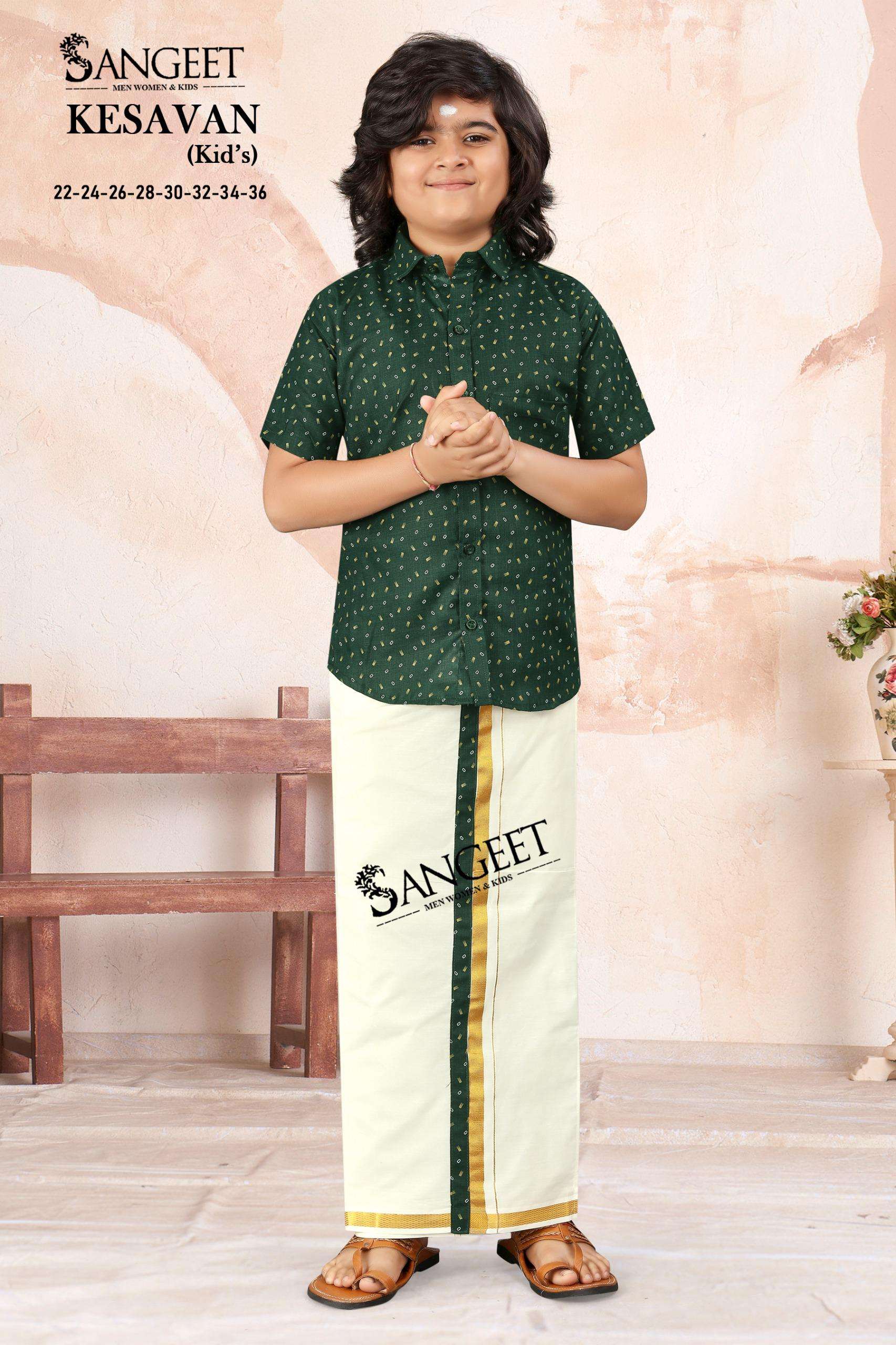 KESAVAN BY SANGEET IN BOMBAY SLUB COTTON PRINT  WITH VESTI VELCRO TAPE 