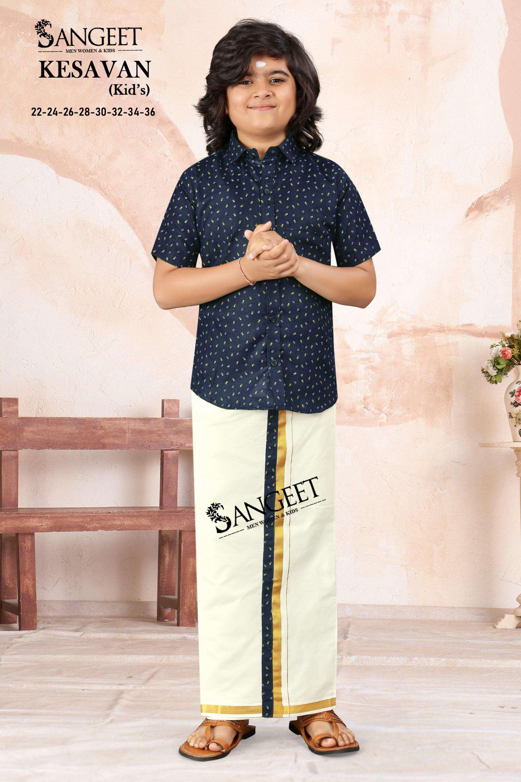 KESAVAN BY SANGEET IN BOMBAY SLUB COTTON PRINT  WITH VESTI VELCRO TAPE 