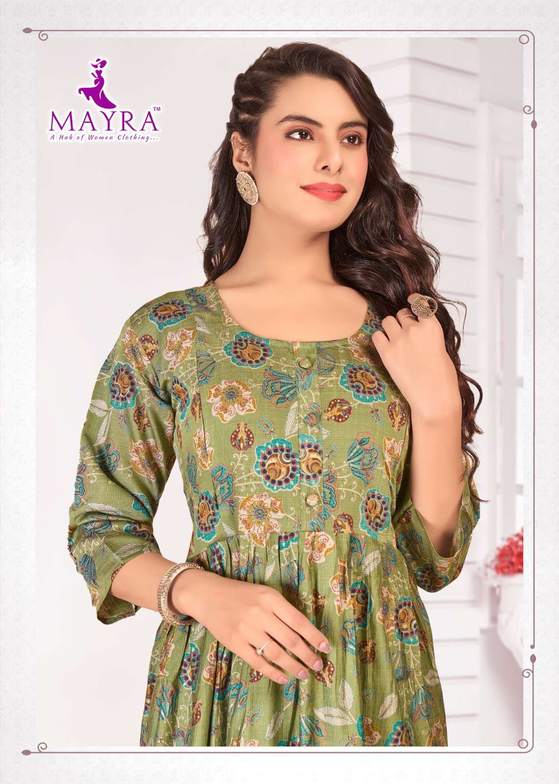 KINJAL VOL-1 BY MAYRA FASHION IN PURE VATICAN PRINT WITH FEEDING UMBRELLA KURTI 