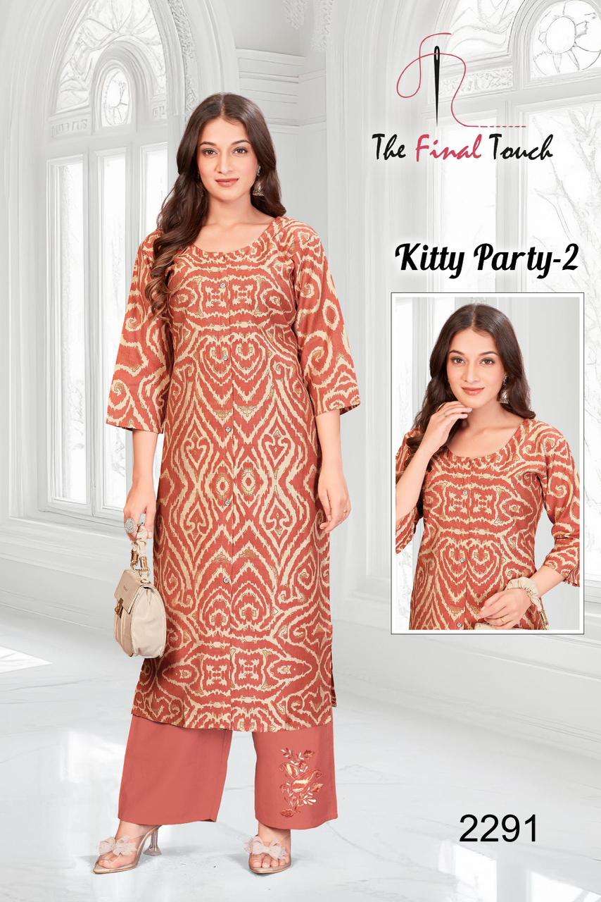 KITTY PARTY VOL-2 BY R R FASHION IN PREMIUM VETICAN PRINT PLAZO WITH APLIC WORK 