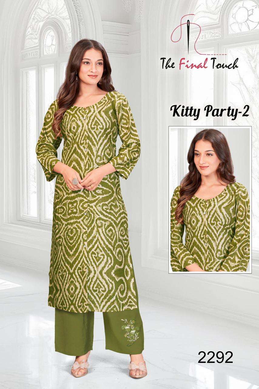 KITTY PARTY VOL-2 BY R R FASHION IN PREMIUM VETICAN PRINT PLAZO WITH APLIC WORK 