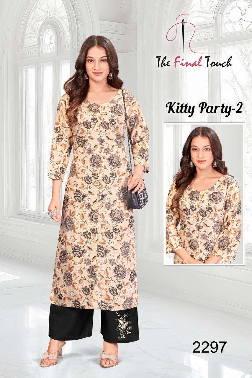 KITTY PARTY VOL-2 BY R R FASHION IN PREMIUM VETICAN PRINT PLAZO WITH APLIC WORK 