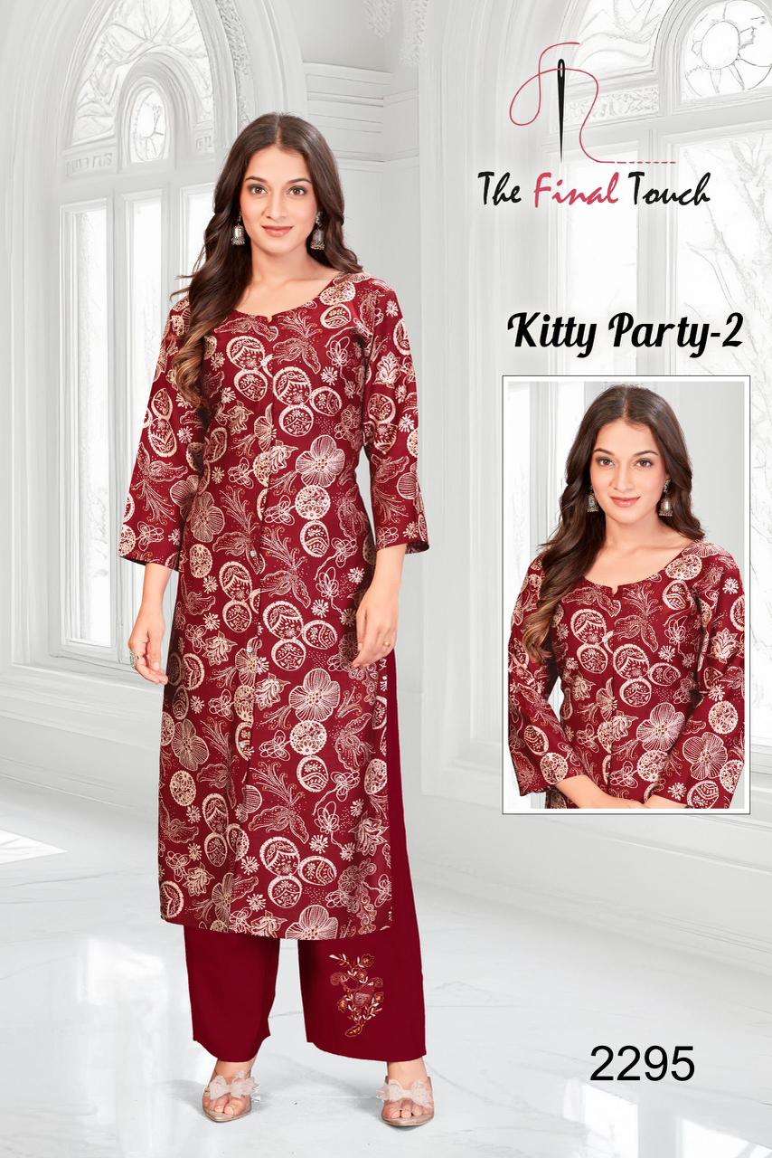 KITTY PARTY VOL-2 BY R R FASHION IN PREMIUM VETICAN PRINT PLAZO WITH APLIC WORK 
