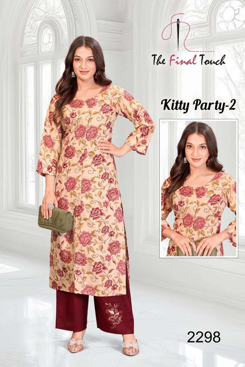 KITTY PARTY VOL-2 BY R R FASHION IN PREMIUM VETICAN PRINT PLAZO WITH APLIC WORK 