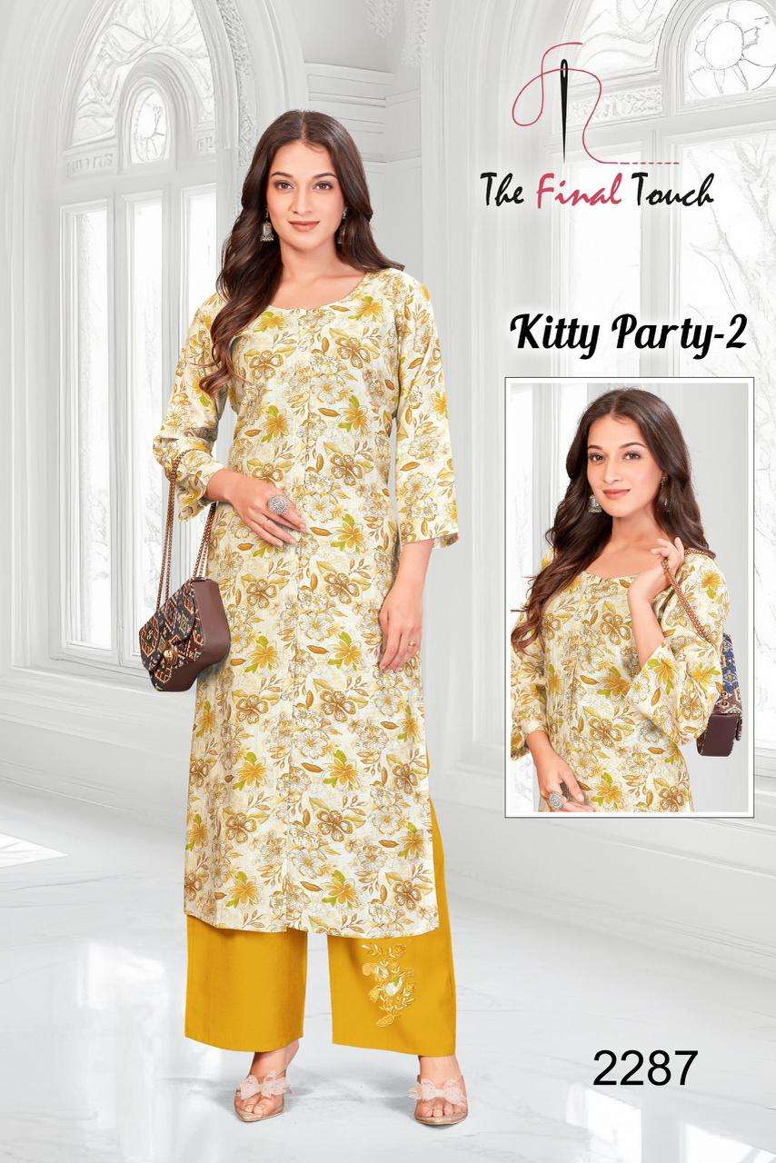 KITTY PARTY VOL-2 BY R R FASHION IN PREMIUM VETICAN PRINT PLAZO WITH APLIC WORK 