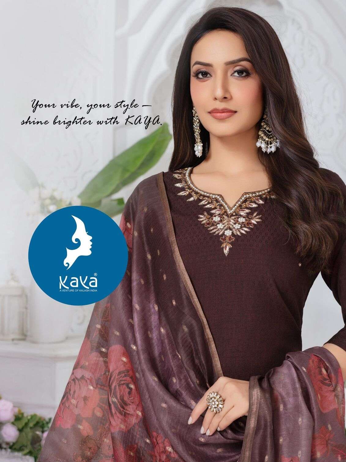 KUNTI BY KAYA KURTI IN N V DOBBY & CHANDERI JACQUARD DUPATTA WITH DIGITAL PRINT 