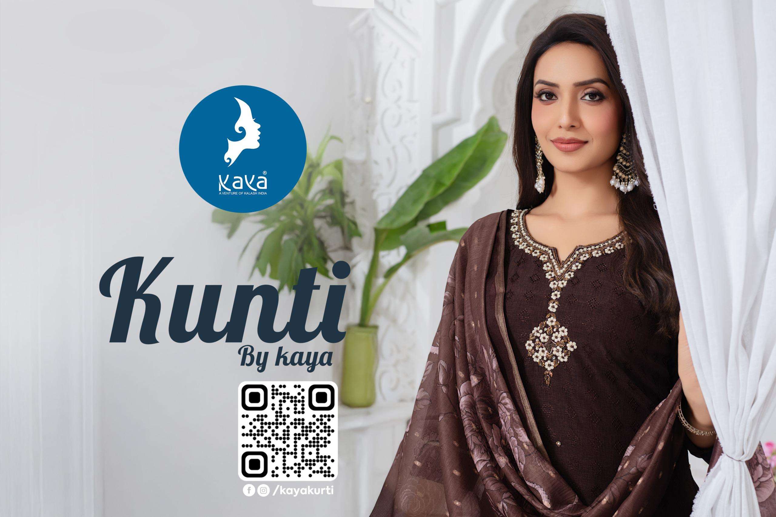 KUNTI BY KAYA KURTI IN N V DOBBY & CHANDERI JACQUARD DUPATTA WITH DIGITAL PRINT 