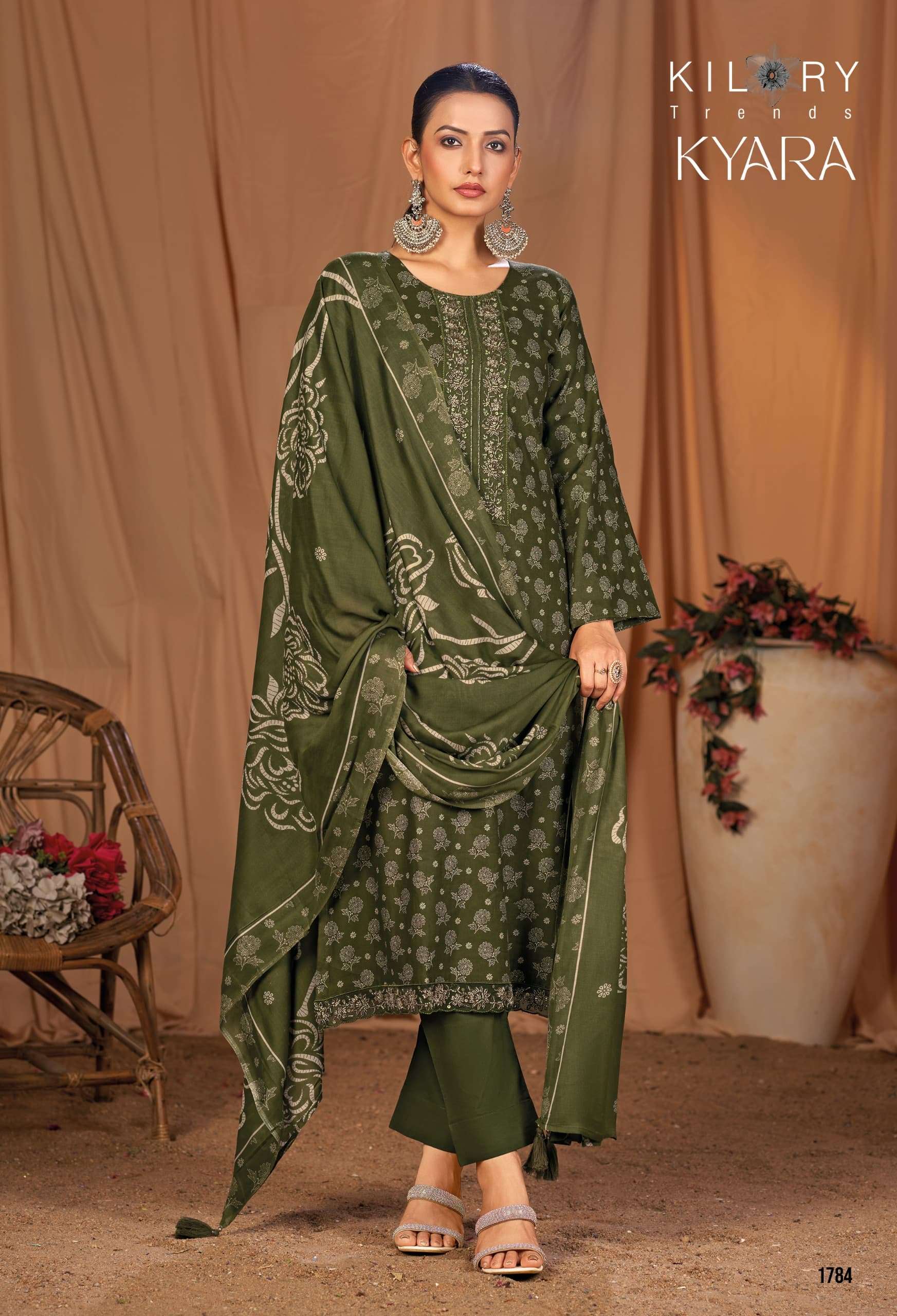 KYARA BY KILORY TRENDS IN PURE JAM SILK DIGITAL PRINTING WITH FANCY BEADS HANDWORK 