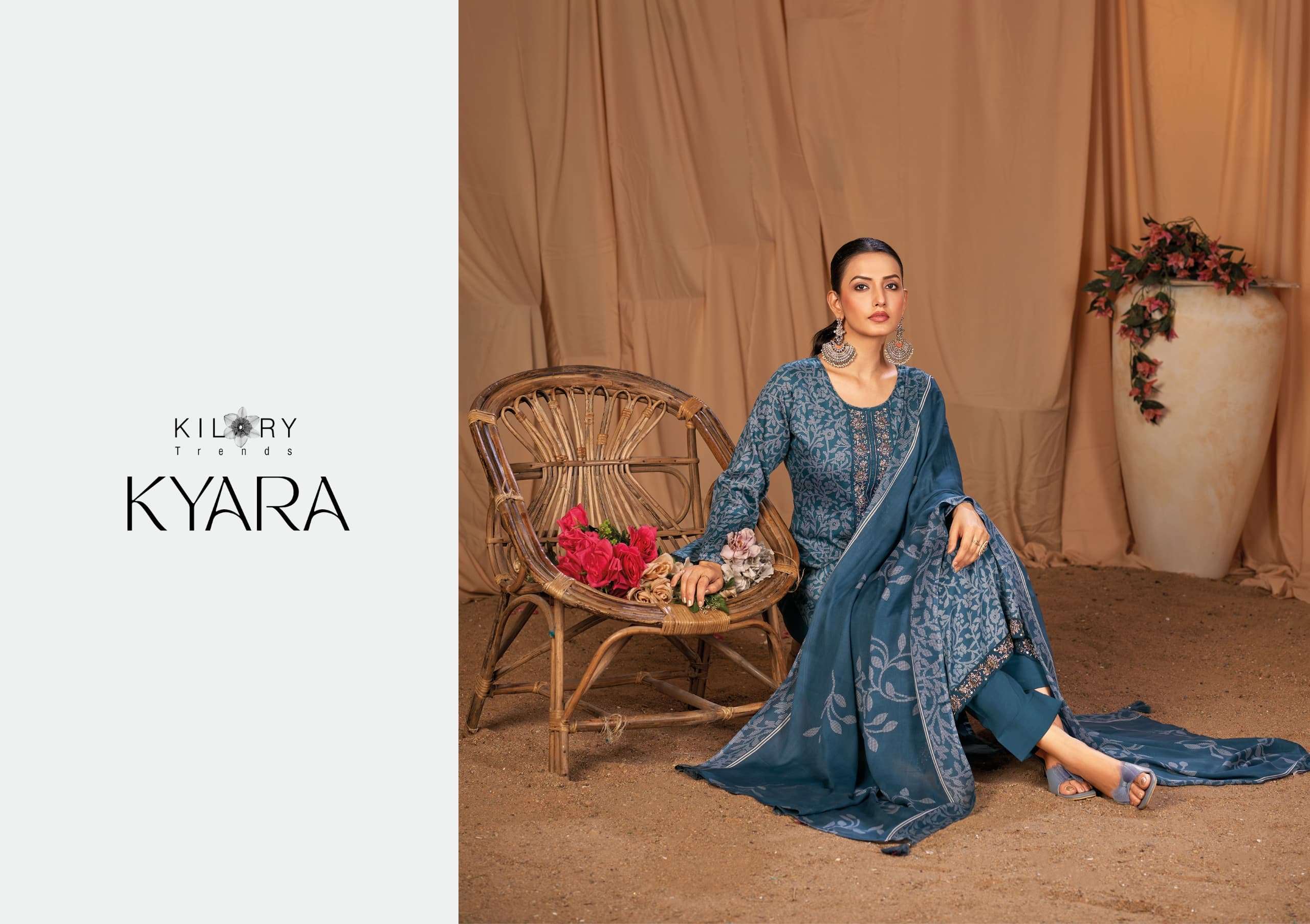 KYARA BY KILORY TRENDS IN PURE JAM SILK DIGITAL PRINTING WITH FANCY BEADS HANDWORK 