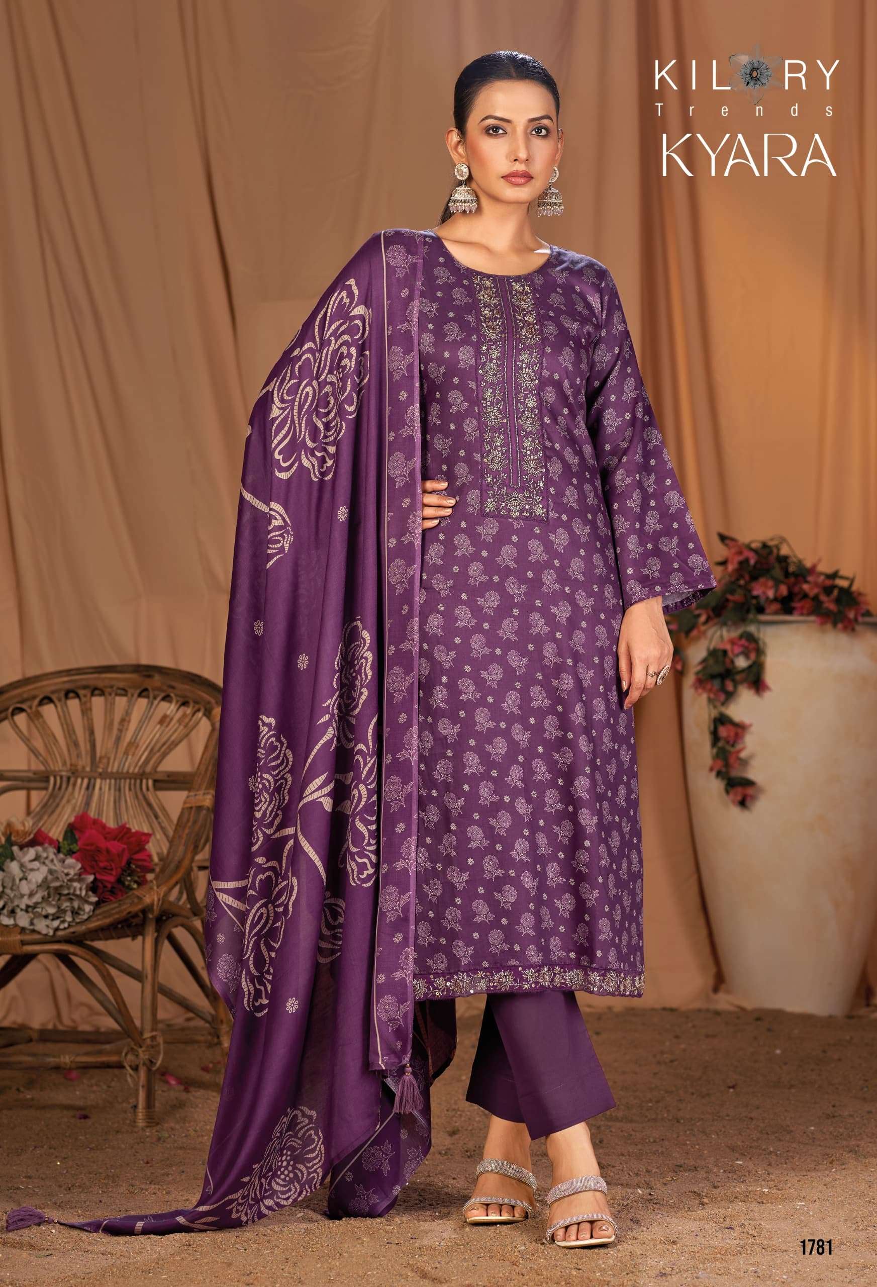 KYARA BY KILORY TRENDS IN PURE JAM SILK DIGITAL PRINTING WITH FANCY BEADS HANDWORK 