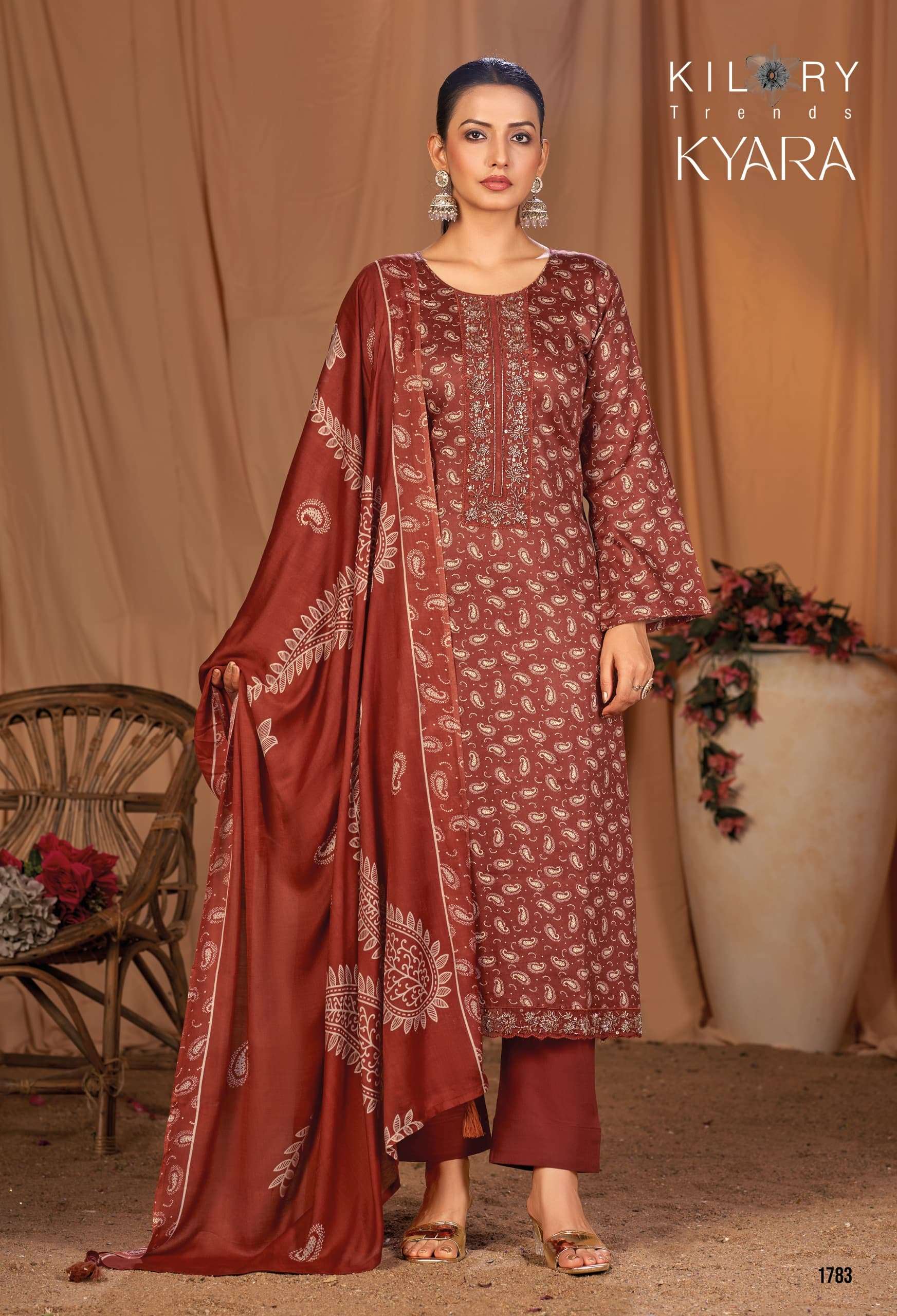 KYARA BY KILORY TRENDS IN PURE JAM SILK DIGITAL PRINTING WITH FANCY BEADS HANDWORK 