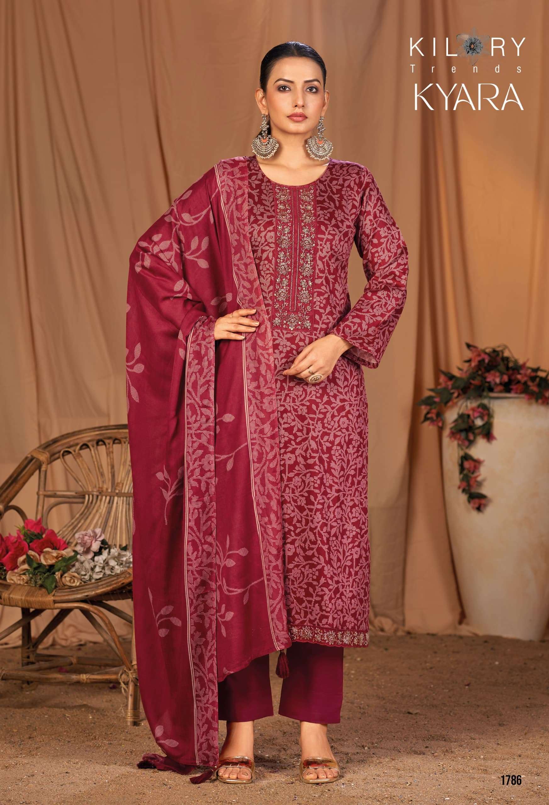 KYARA BY KILORY TRENDS IN PURE JAM SILK DIGITAL PRINTING WITH FANCY BEADS HANDWORK 