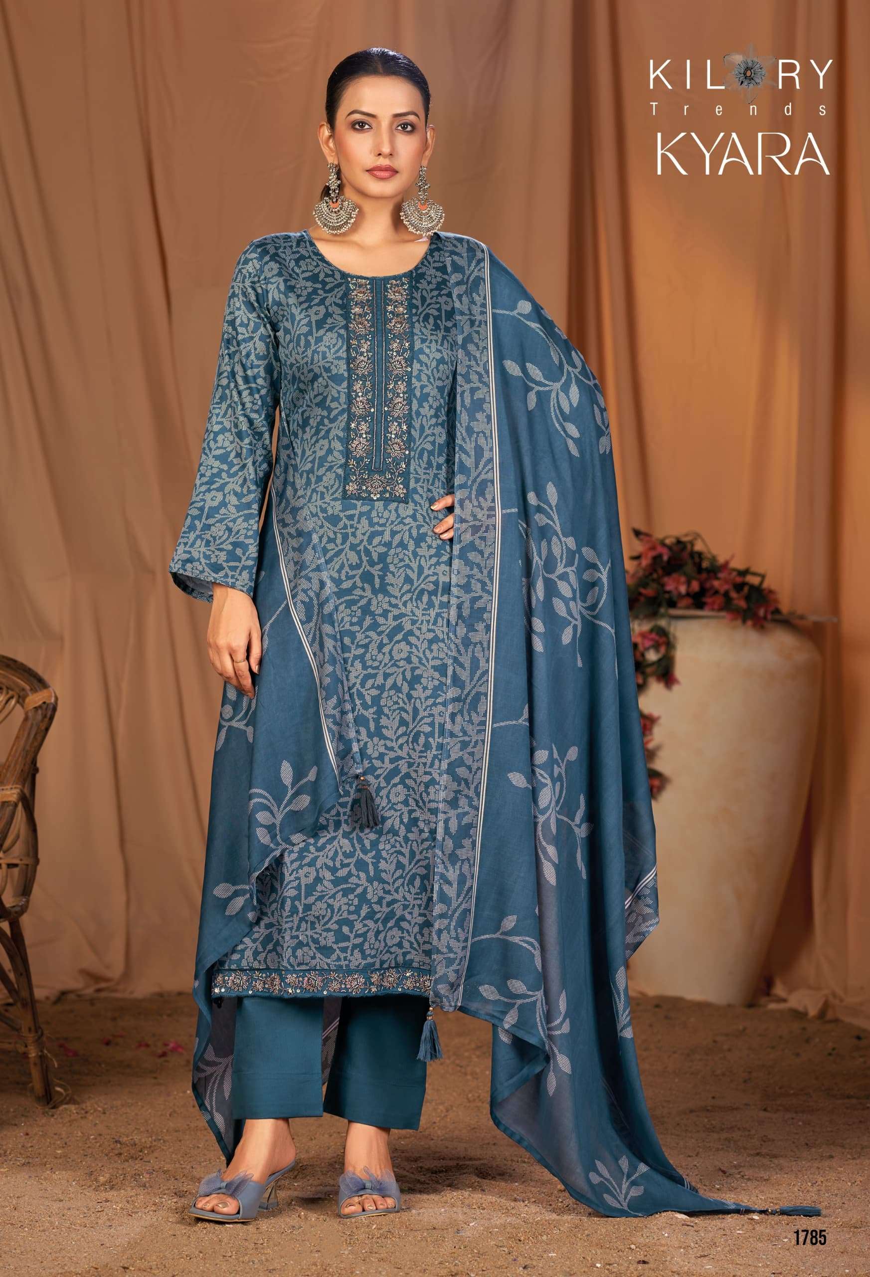 KYARA BY KILORY TRENDS IN PURE JAM SILK DIGITAL PRINTING WITH FANCY BEADS HANDWORK 