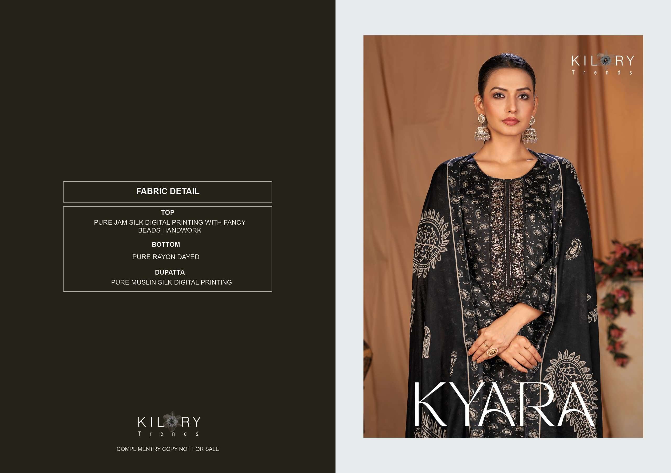 KYARA BY KILORY TRENDS IN PURE JAM SILK DIGITAL PRINTING WITH FANCY BEADS HANDWORK 