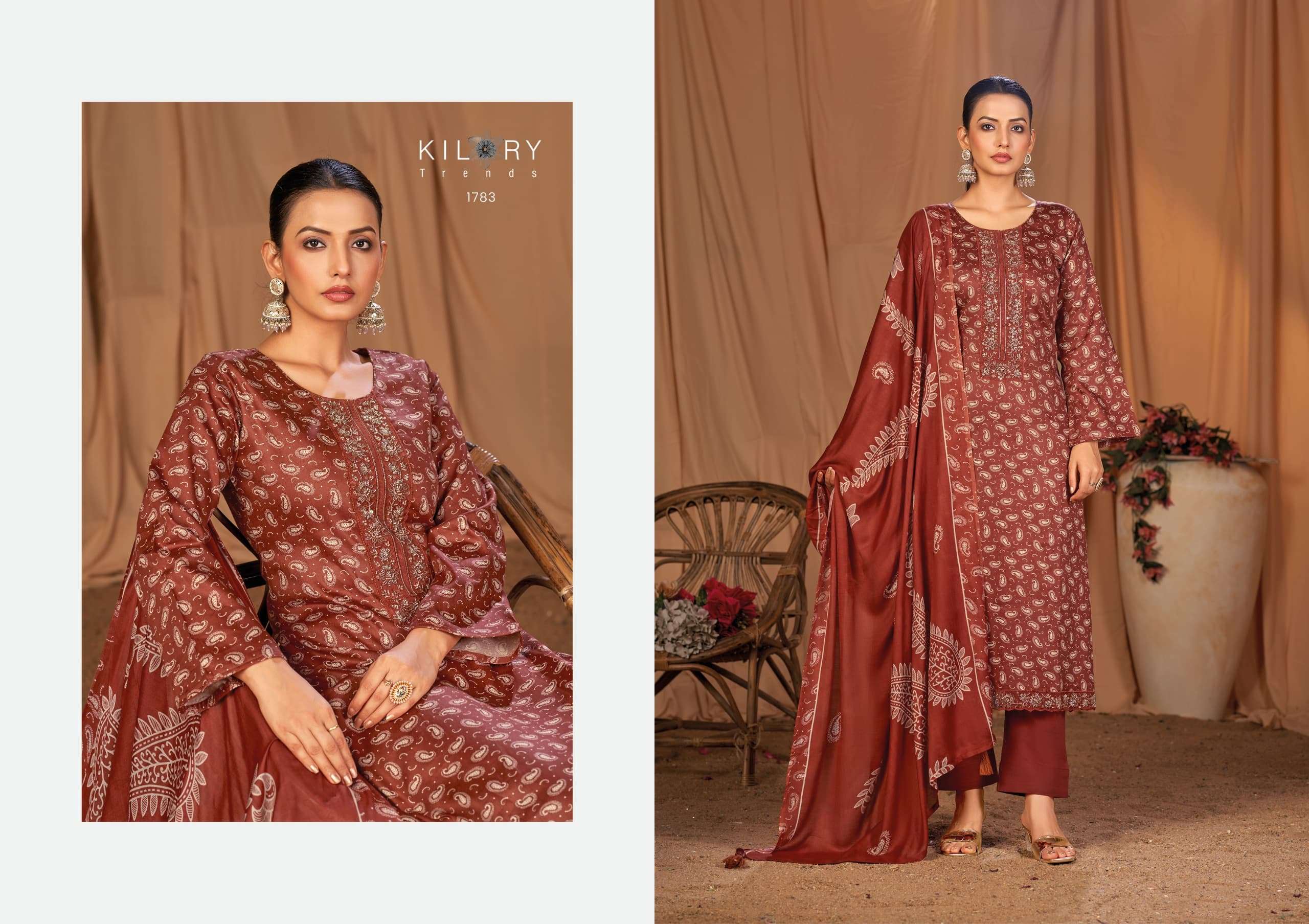 KYARA BY KILORY TRENDS IN PURE JAM SILK DIGITAL PRINTING WITH FANCY BEADS HANDWORK 