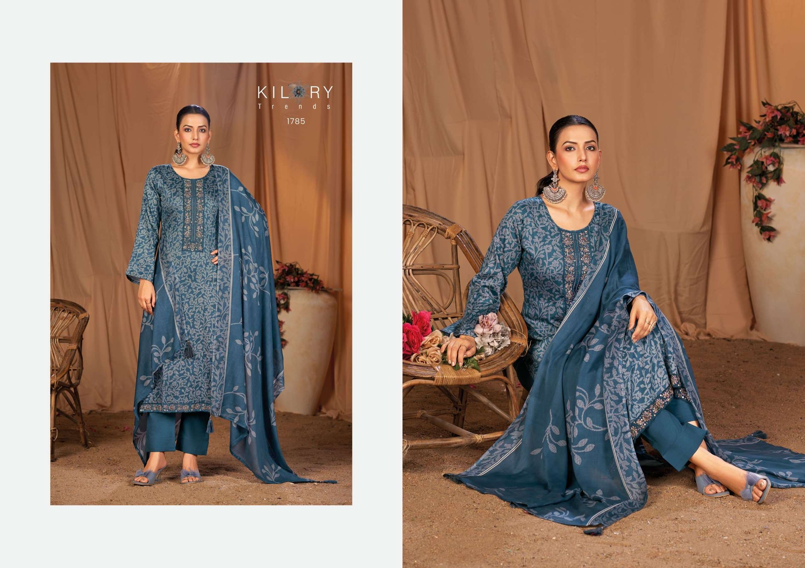 KYARA BY KILORY TRENDS IN PURE JAM SILK DIGITAL PRINTING WITH FANCY BEADS HANDWORK 