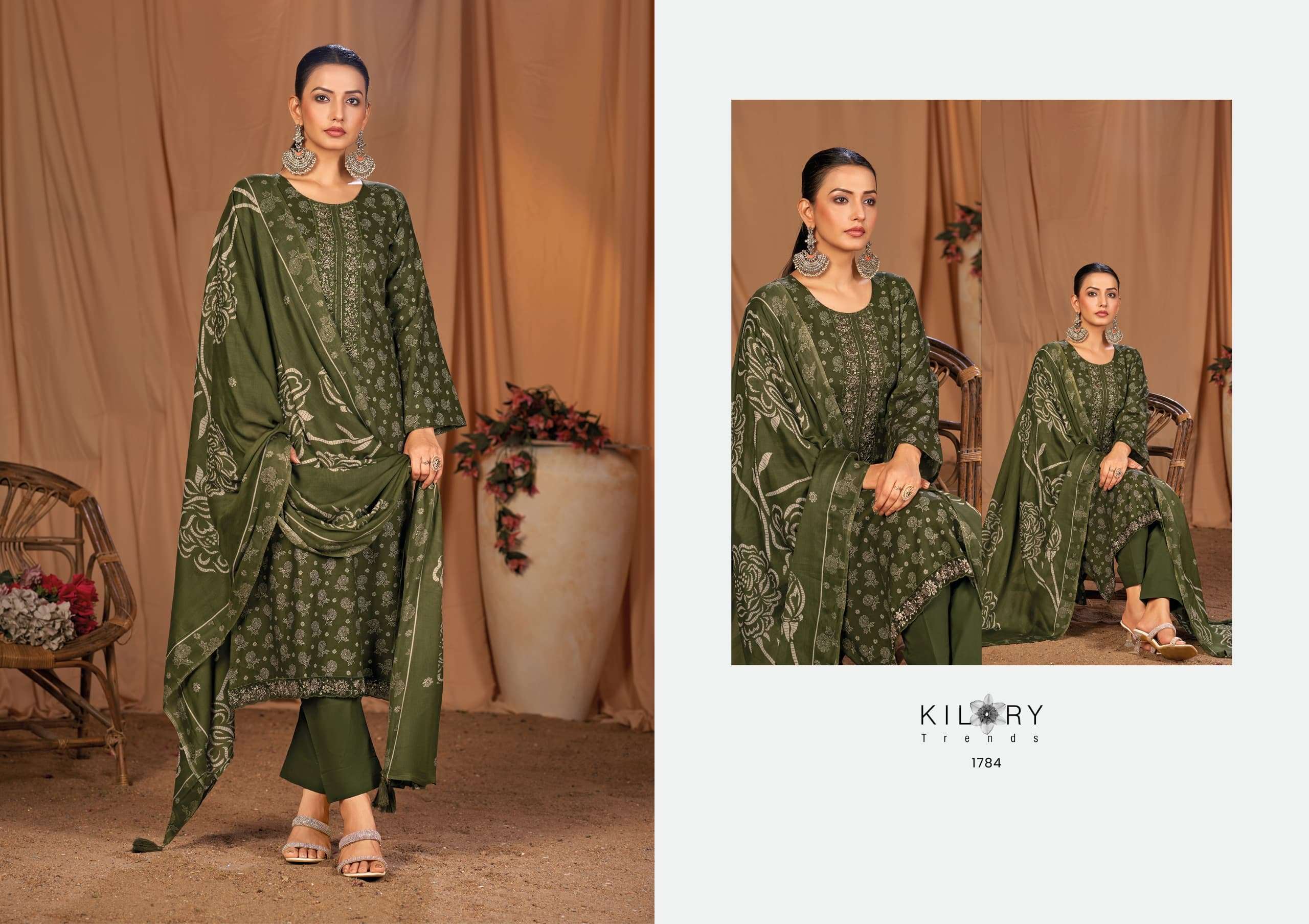 KYARA BY KILORY TRENDS IN PURE JAM SILK DIGITAL PRINTING WITH FANCY BEADS HANDWORK 
