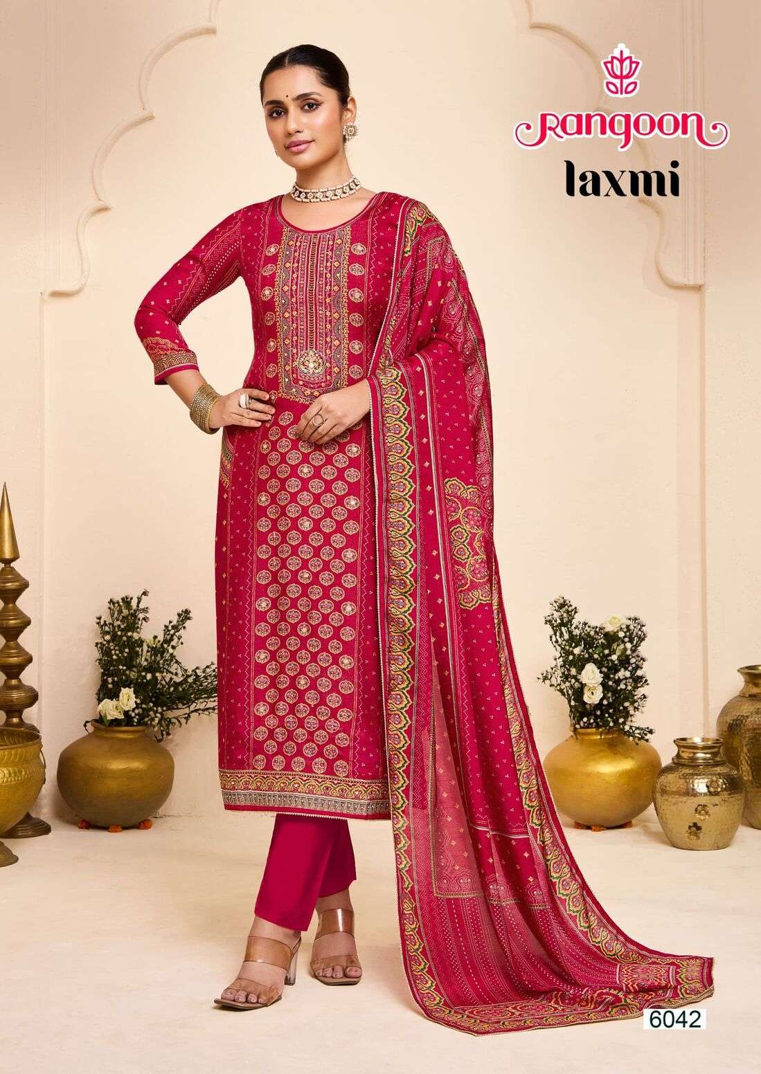 LAXMI BY RANGOON IN PURE MUSLIN WITH PURE DIGITAL PRINT AND AARI & SWAROVSKI WORK 