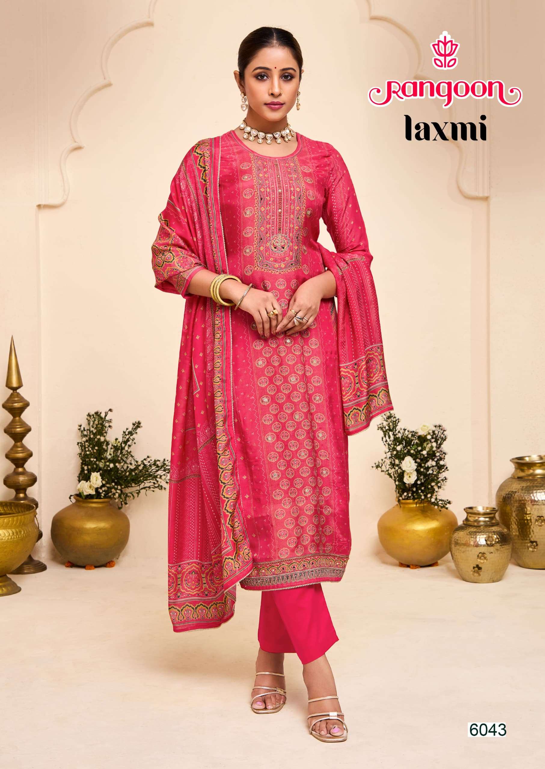 LAXMI BY RANGOON IN PURE MUSLIN WITH PURE DIGITAL PRINT AND AARI & SWAROVSKI WORK 