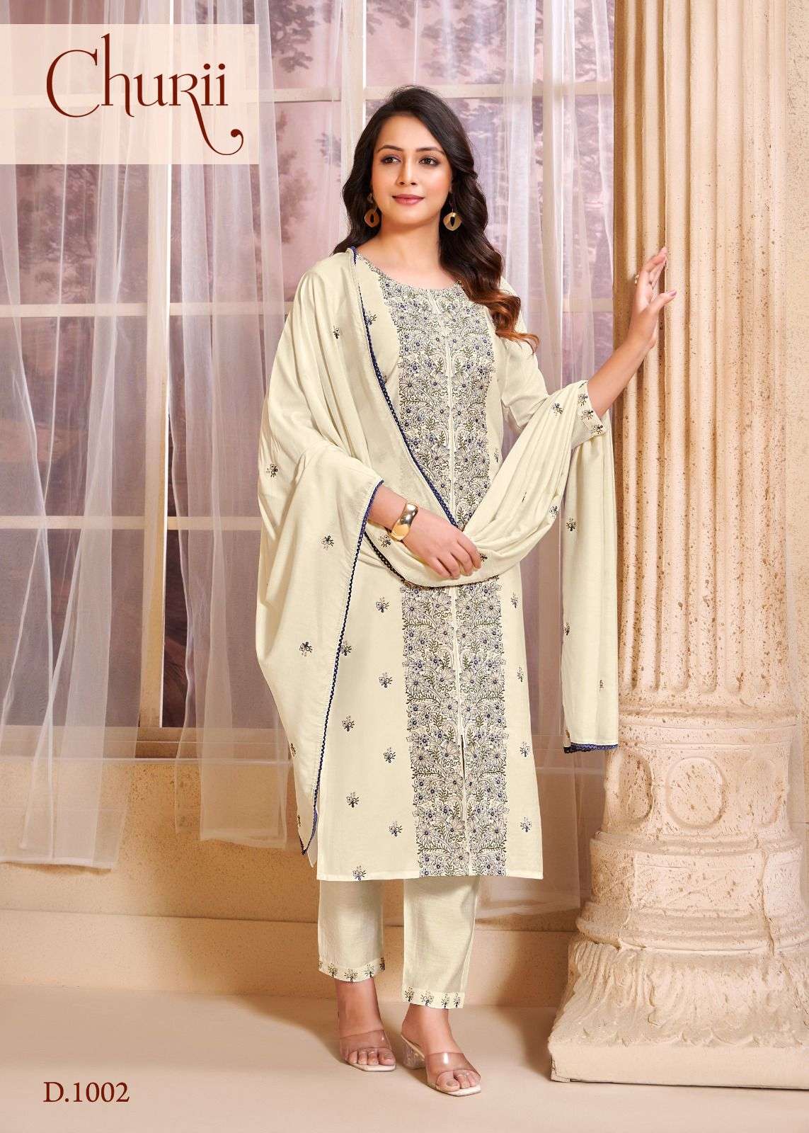 LOTUS BY CHURII IN SOFT VISCOSE VATICAN WITH BEAUTIFUL EMBROIDERY WORK AND PANT POCKETS 