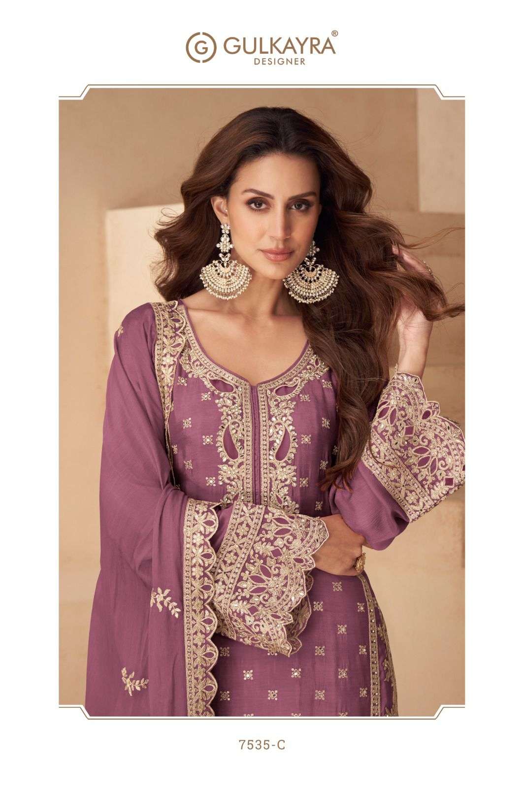 LOTUS BY GULKAYRA DESIGNER IN REAL CHINON WITH EMBROIDERY WORK 