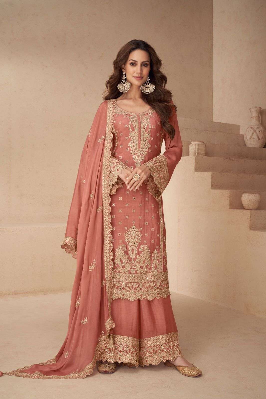 LOTUS BY GULKAYRA DESIGNER IN REAL CHINON WITH EMBROIDERY WORK 