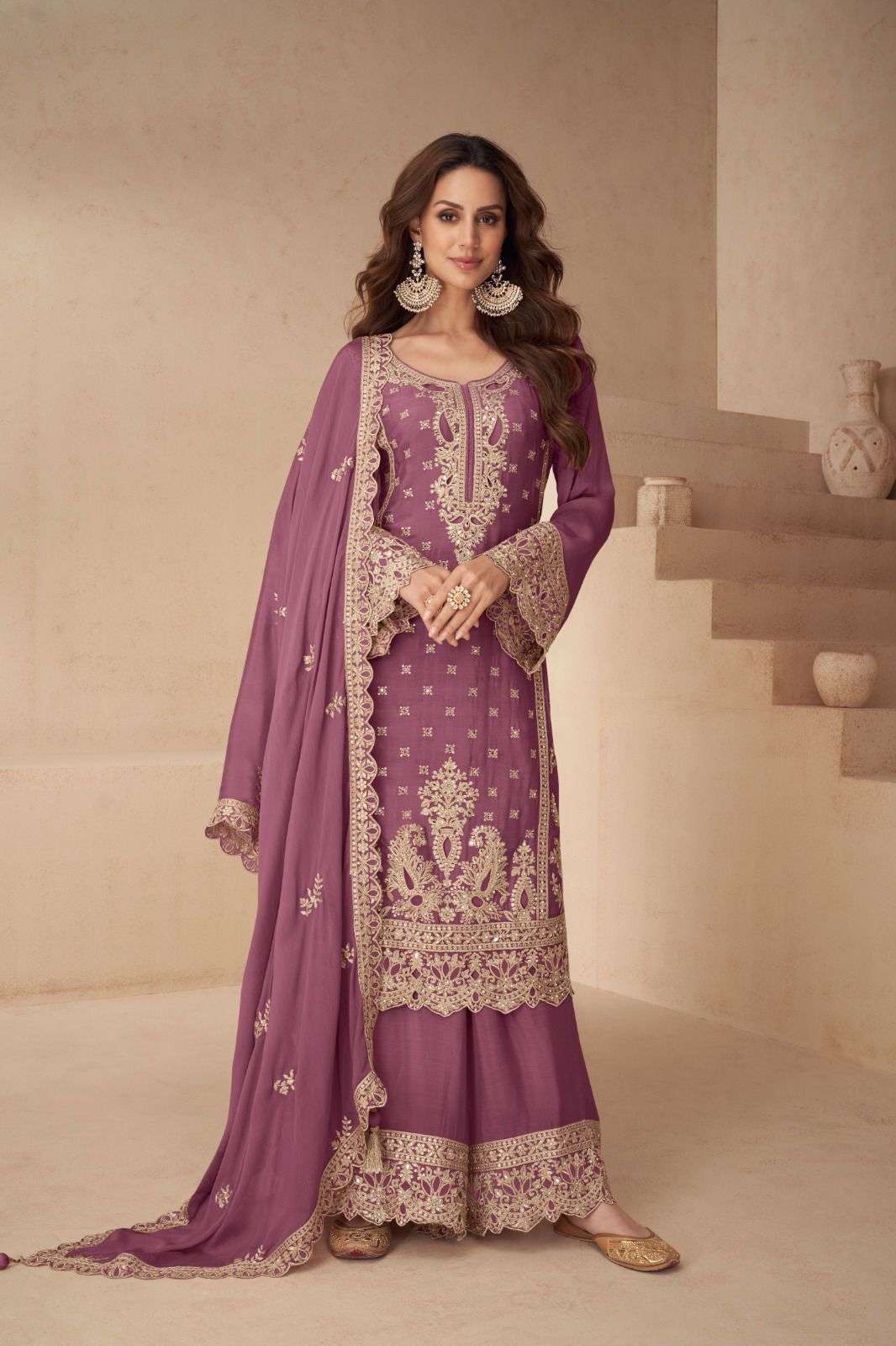 LOTUS BY GULKAYRA DESIGNER IN REAL CHINON WITH EMBROIDERY WORK 
