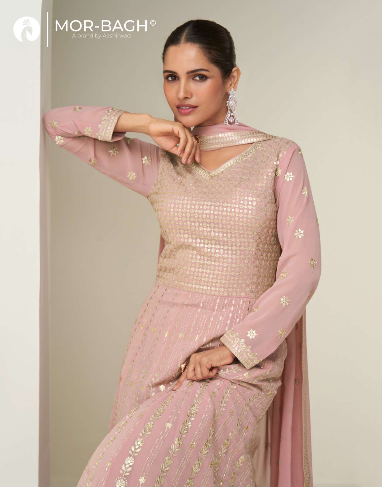 MAHI BY AASHIRWAD CREATION IN PREMIUM GEORGETTE WITH HEAVY EMBROIDERY WORK 