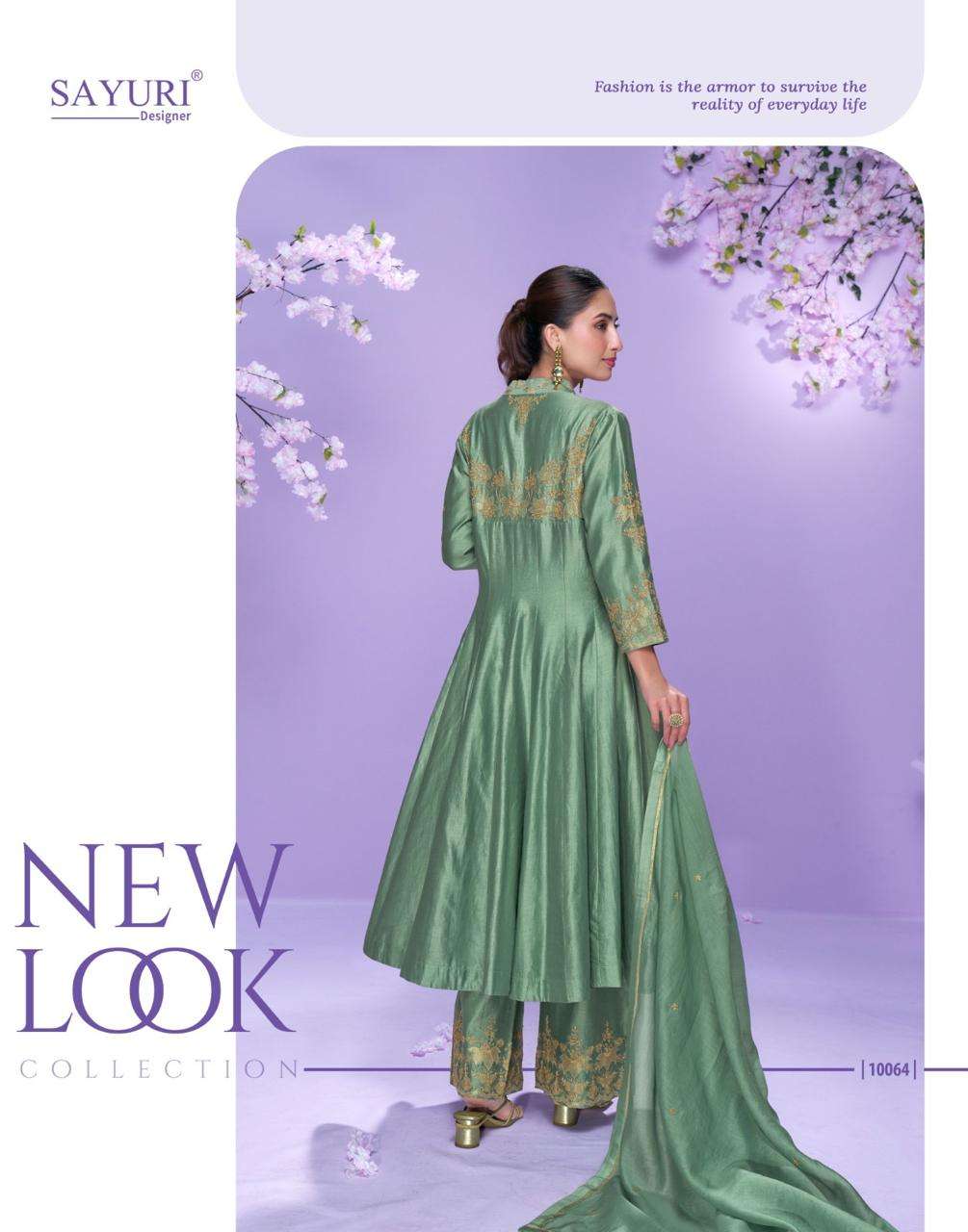 MAUSAM BY SAYURI DESIGNER IN REAL ROMAN SILK LONG CUT TOP WITH PLAZZO PANT AND EMBROIDERED 