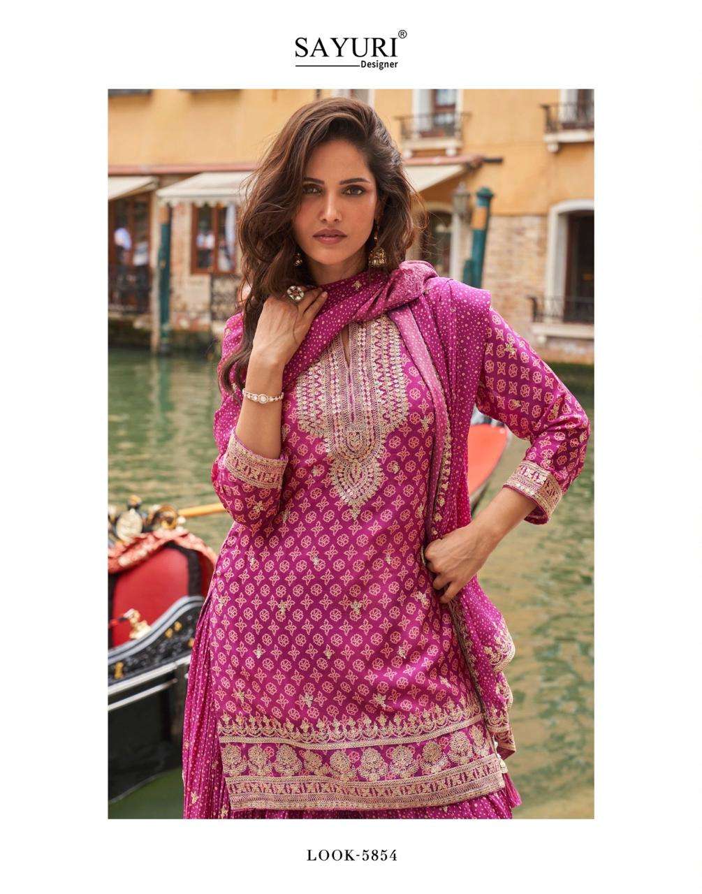 MEENA BY SAYURI DESIGNER IN REAL PREMIUM CHINON SILK WITH EMBROIDERED WORK 