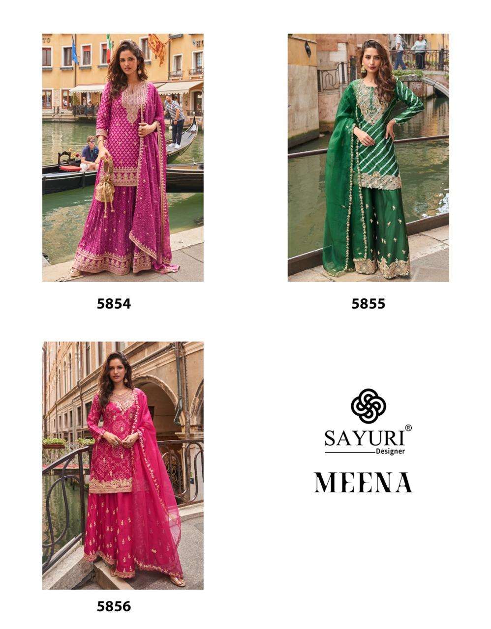 MEENA BY SAYURI DESIGNER IN REAL PREMIUM CHINON SILK WITH EMBROIDERED WORK 