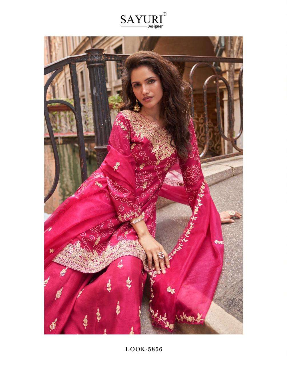MEENA BY SAYURI DESIGNER IN REAL PREMIUM CHINON SILK WITH EMBROIDERED WORK 