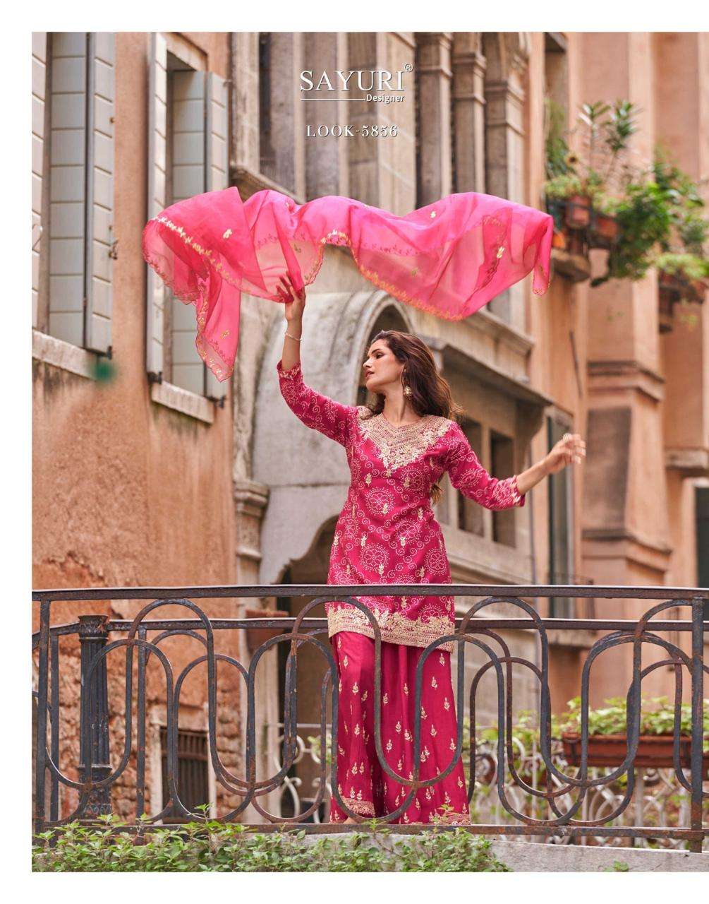 MEENA BY SAYURI DESIGNER IN REAL PREMIUM CHINON SILK WITH EMBROIDERED WORK 