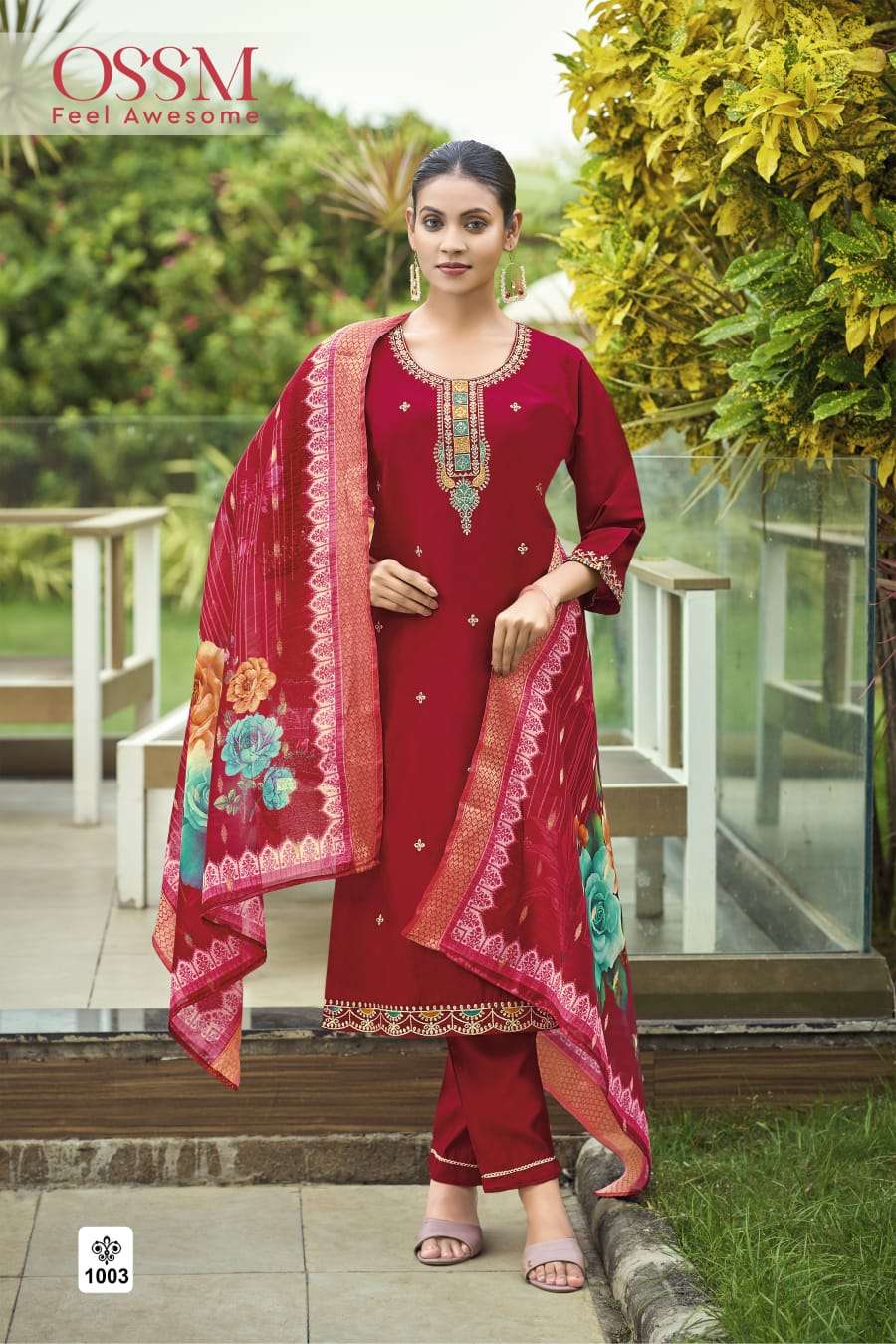 MEHER BY OSSM IN PURE VISCOS ROMAN SILK WITH INNER AND HEAVY EMBROIDERY WORK 
