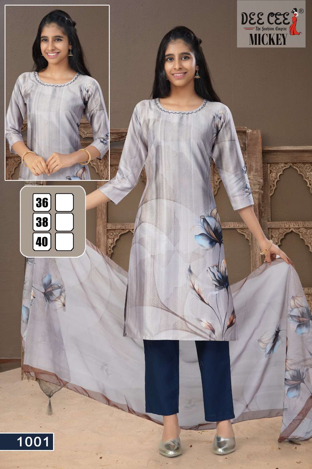 MICKEY BY DEECEE IN DIGITAL VATICAN SLUB FABRIC STRAIGHT KURTI WITH HANDWORK 