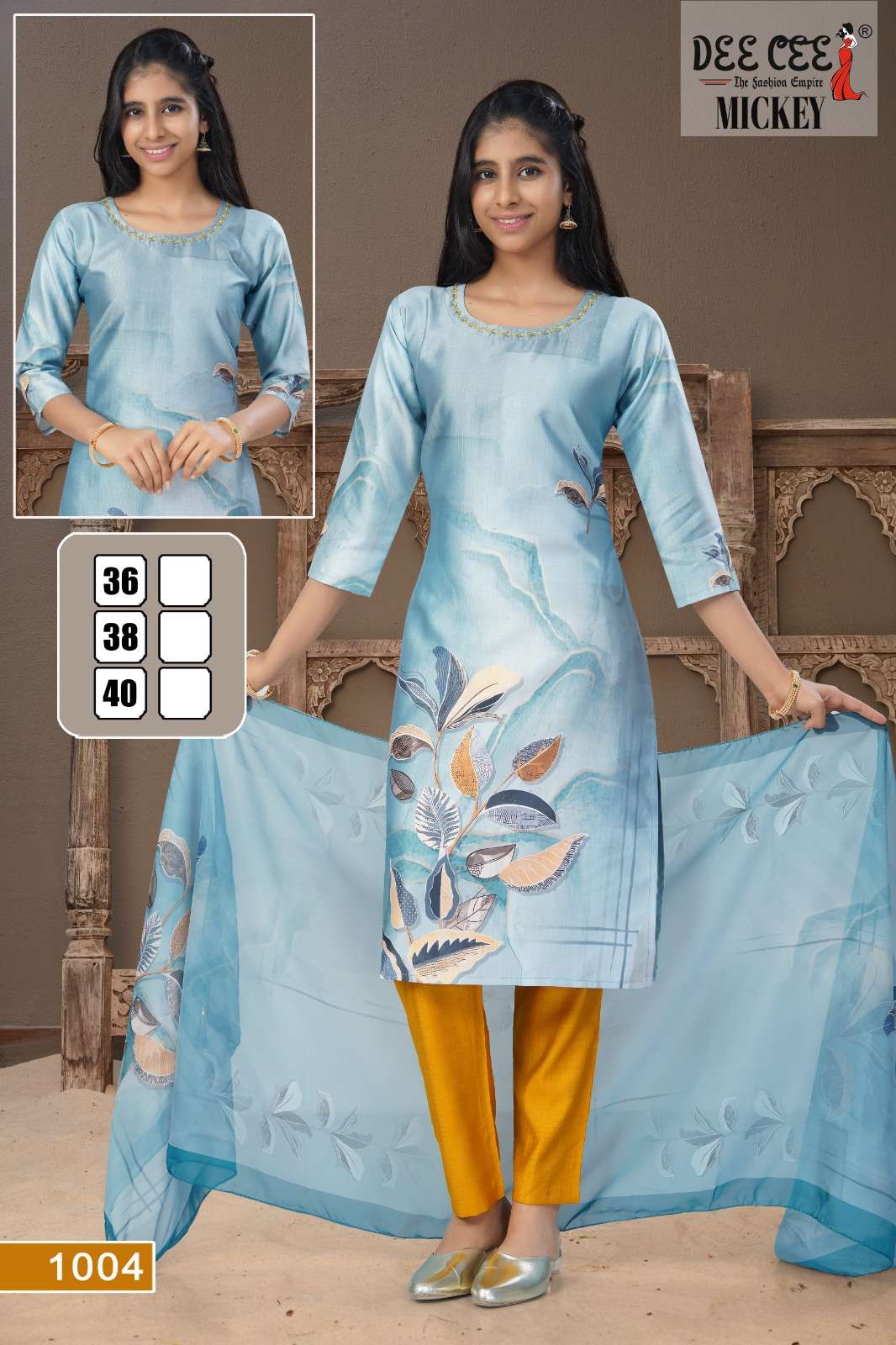 MICKEY BY DEECEE IN DIGITAL VATICAN SLUB FABRIC STRAIGHT KURTI WITH HANDWORK 