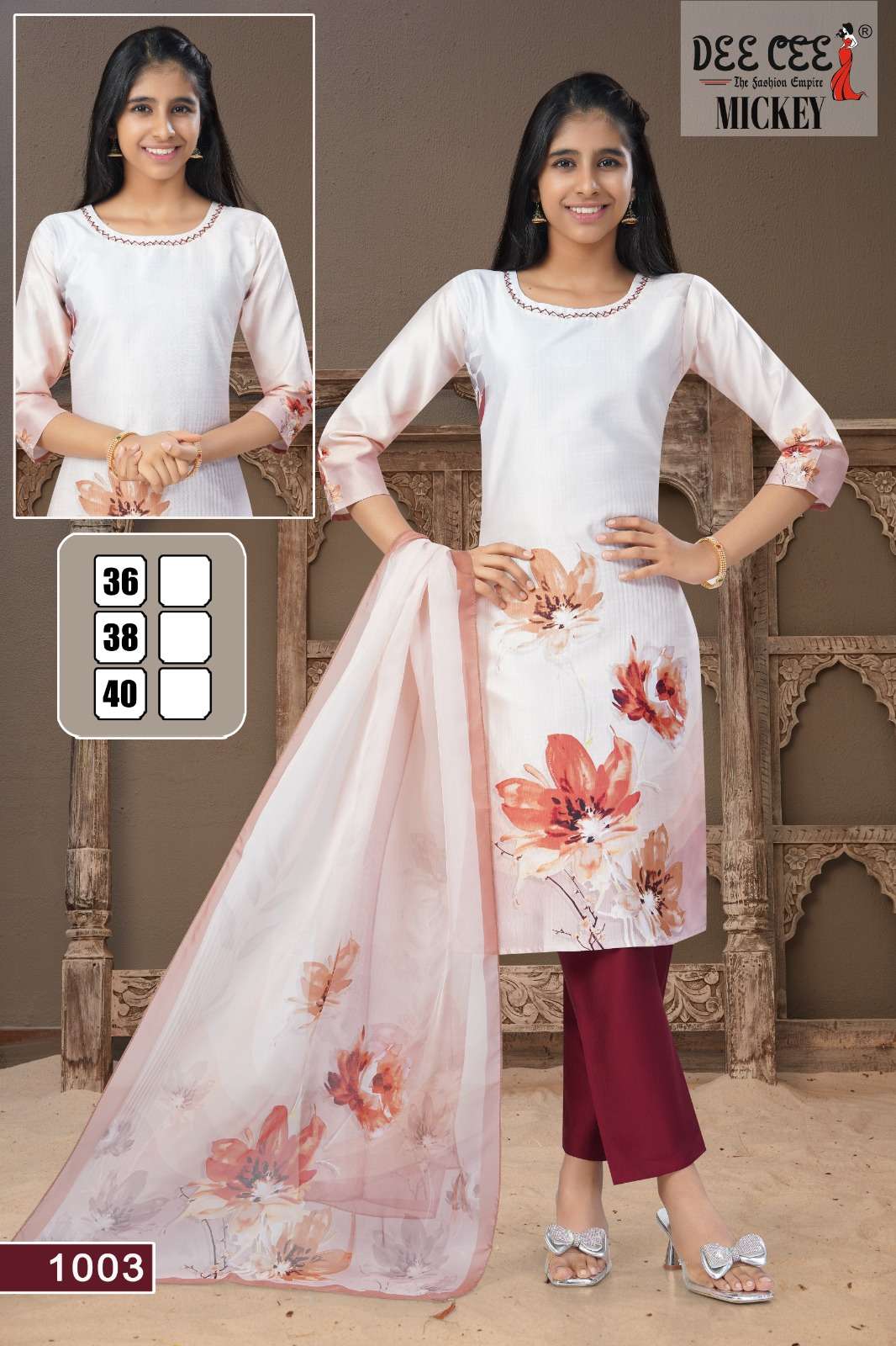 MICKEY BY DEECEE IN DIGITAL VATICAN SLUB FABRIC STRAIGHT KURTI WITH HANDWORK 