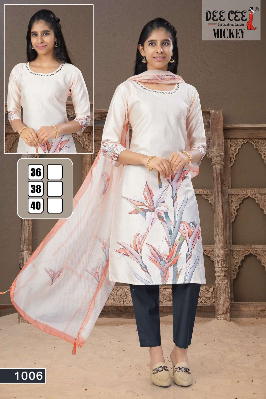 MICKEY BY DEECEE IN DIGITAL VATICAN SLUB FABRIC STRAIGHT KURTI WITH HANDWORK 