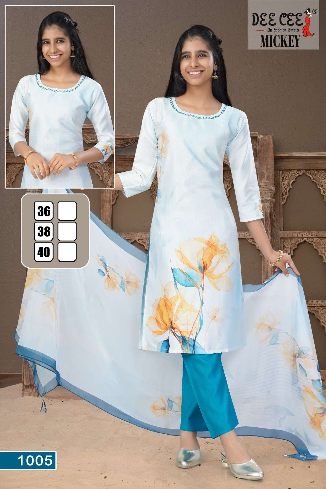 MICKEY BY DEECEE IN DIGITAL VATICAN SLUB FABRIC STRAIGHT KURTI WITH HANDWORK 