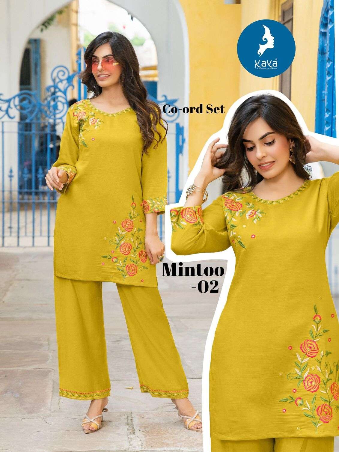MINTOO BY KAYA KURTI IN VERTICAN SILK 2 PIECE CO-ORD SET CONCEPT WITH RICH COMBINATION 