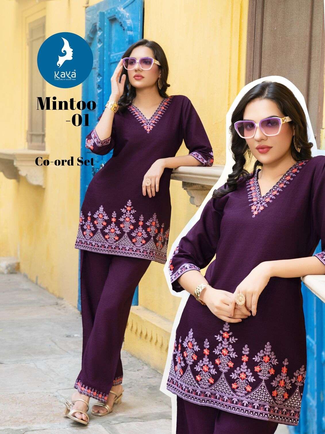 MINTOO BY KAYA KURTI IN VERTICAN SILK 2 PIECE CO-ORD SET CONCEPT WITH RICH COMBINATION 