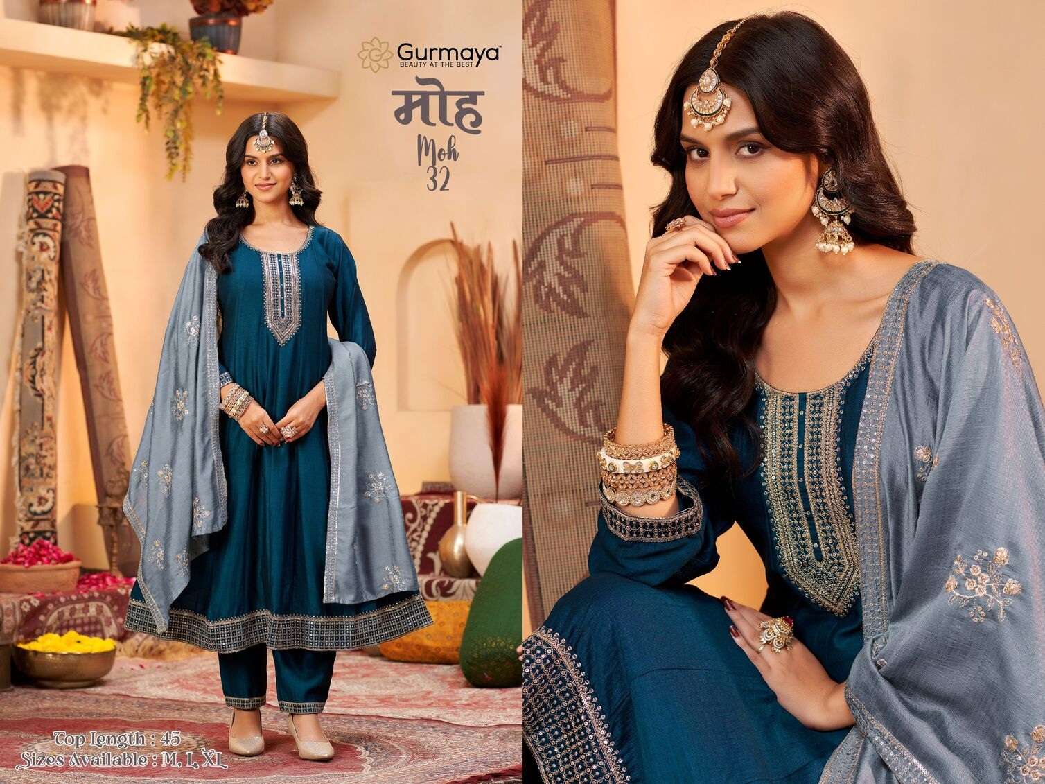 MOH BY AANCHI IN VICHITRA SILK FANCY DUPATTA WORK WITH FLAIR CONCEPT 