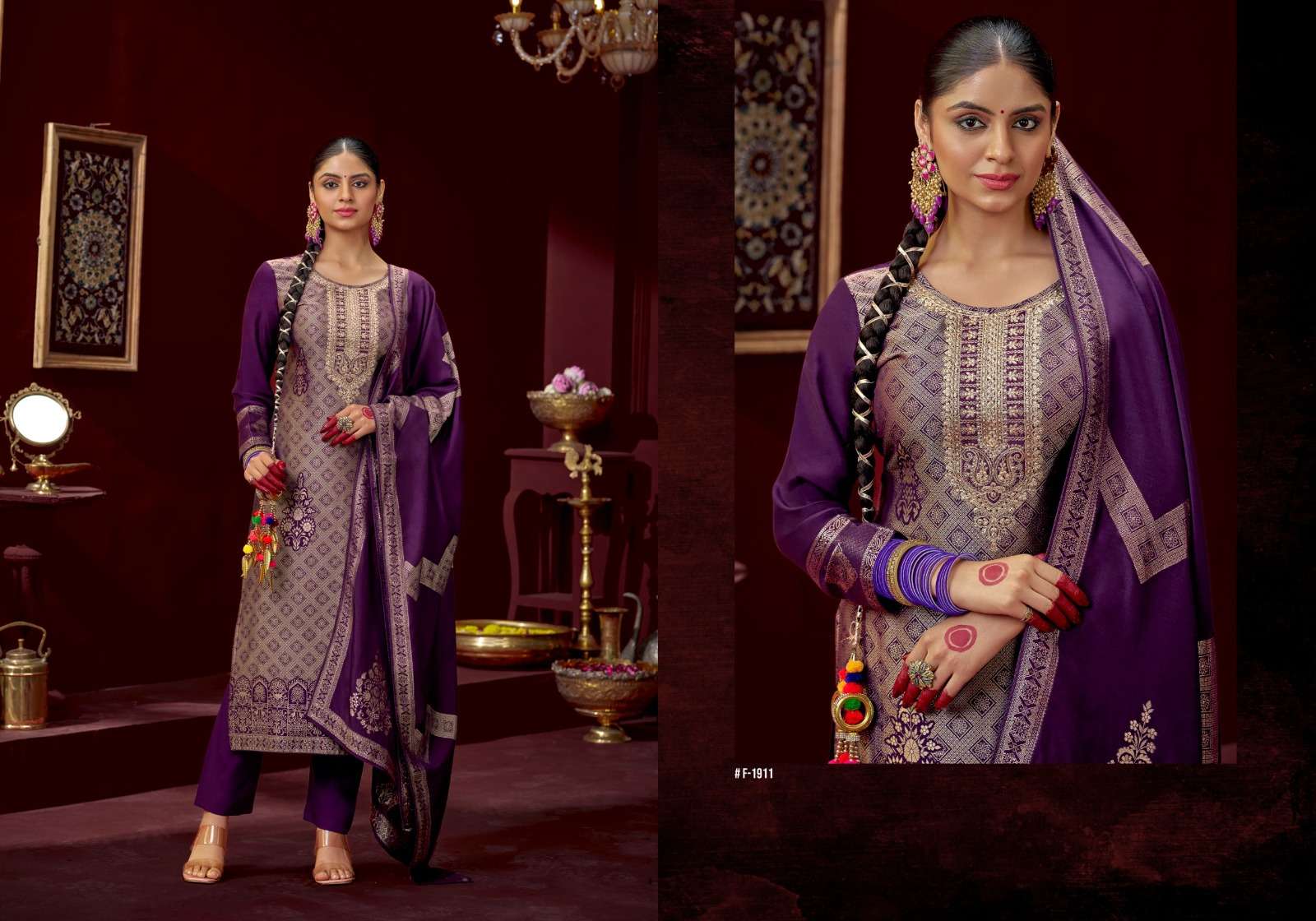 MRUGA VOL-2 BY FOURDOTS IN VISCOS MUSLIN JACQUARDS WITH WORK AND DUPATTA 