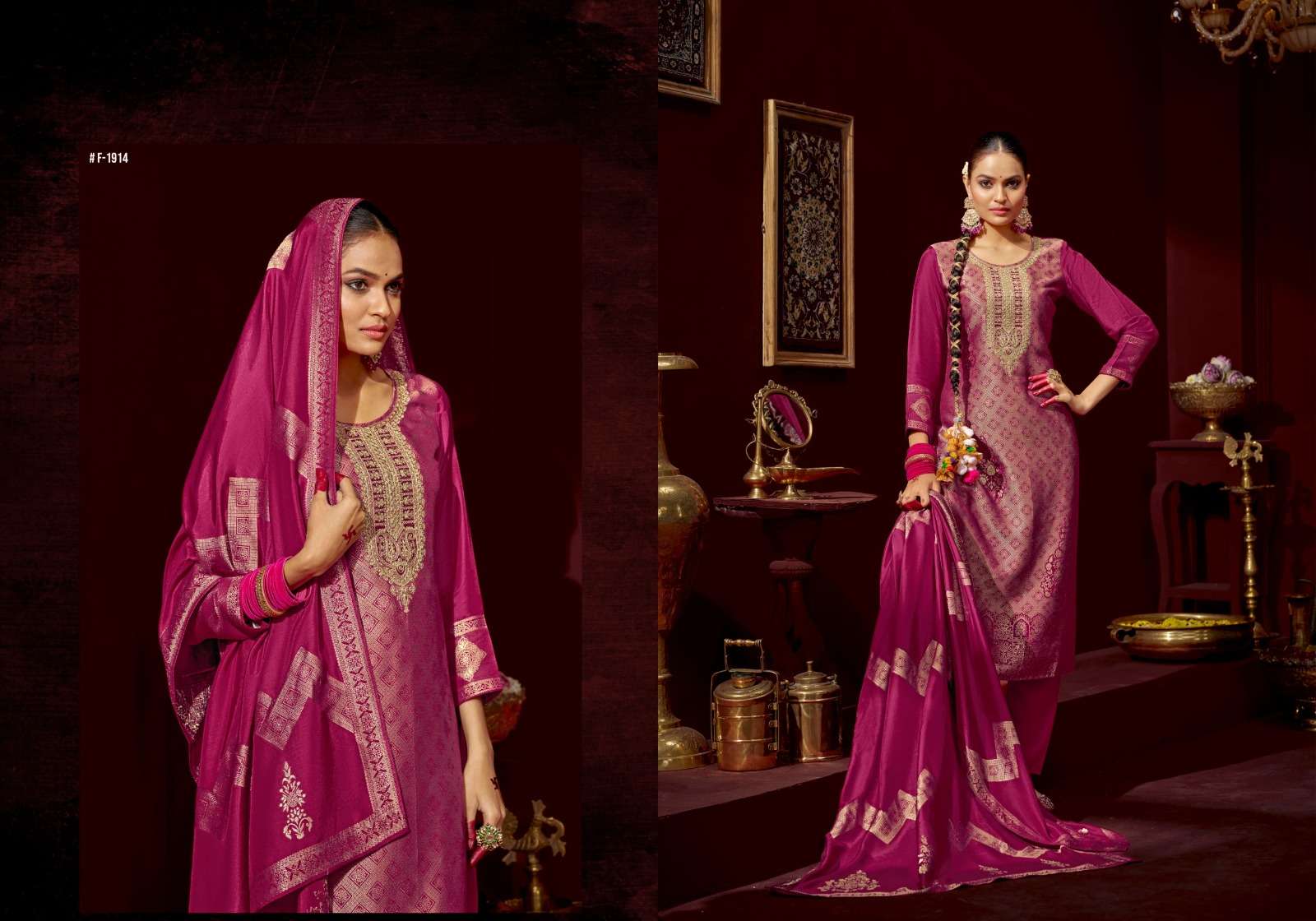 MRUGA VOL-2 BY FOURDOTS IN VISCOS MUSLIN JACQUARDS WITH WORK AND DUPATTA 