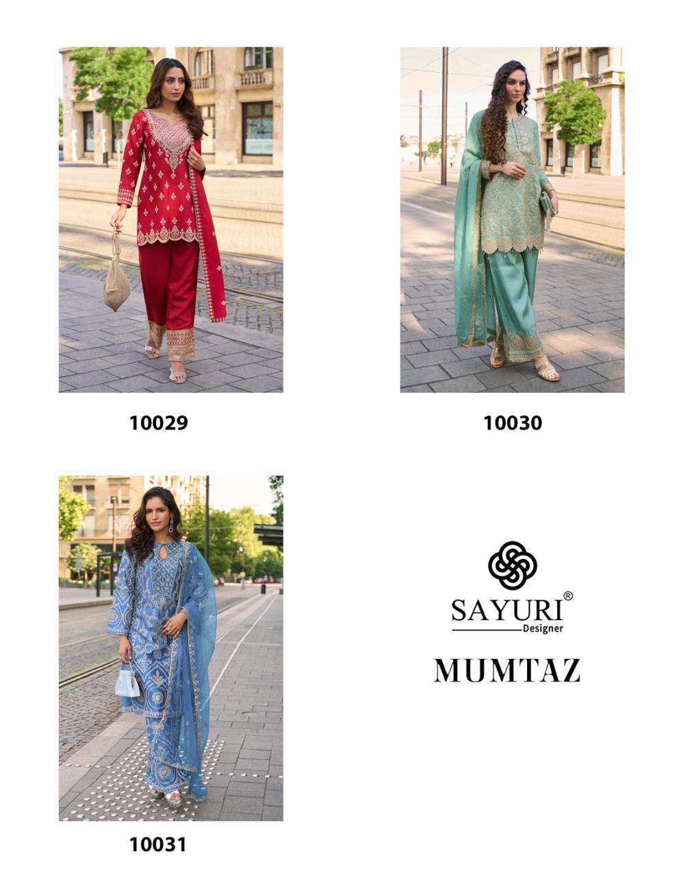 MUMTAZ BY SAYURI DESIGNER IN PREMIUM SIMAR SILK WITH HEAVY EMBROIDERED TOP & PLAZZO PANT 