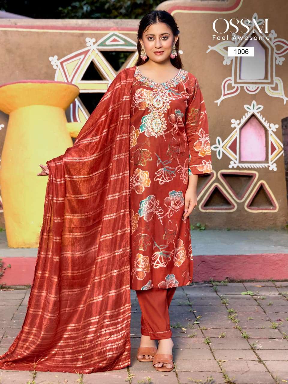 MUSKAN VOL-9 BY OSSM IN PREMIUM VETICAN SILK FOIL PRINT WITH EMBROIDERY WORK