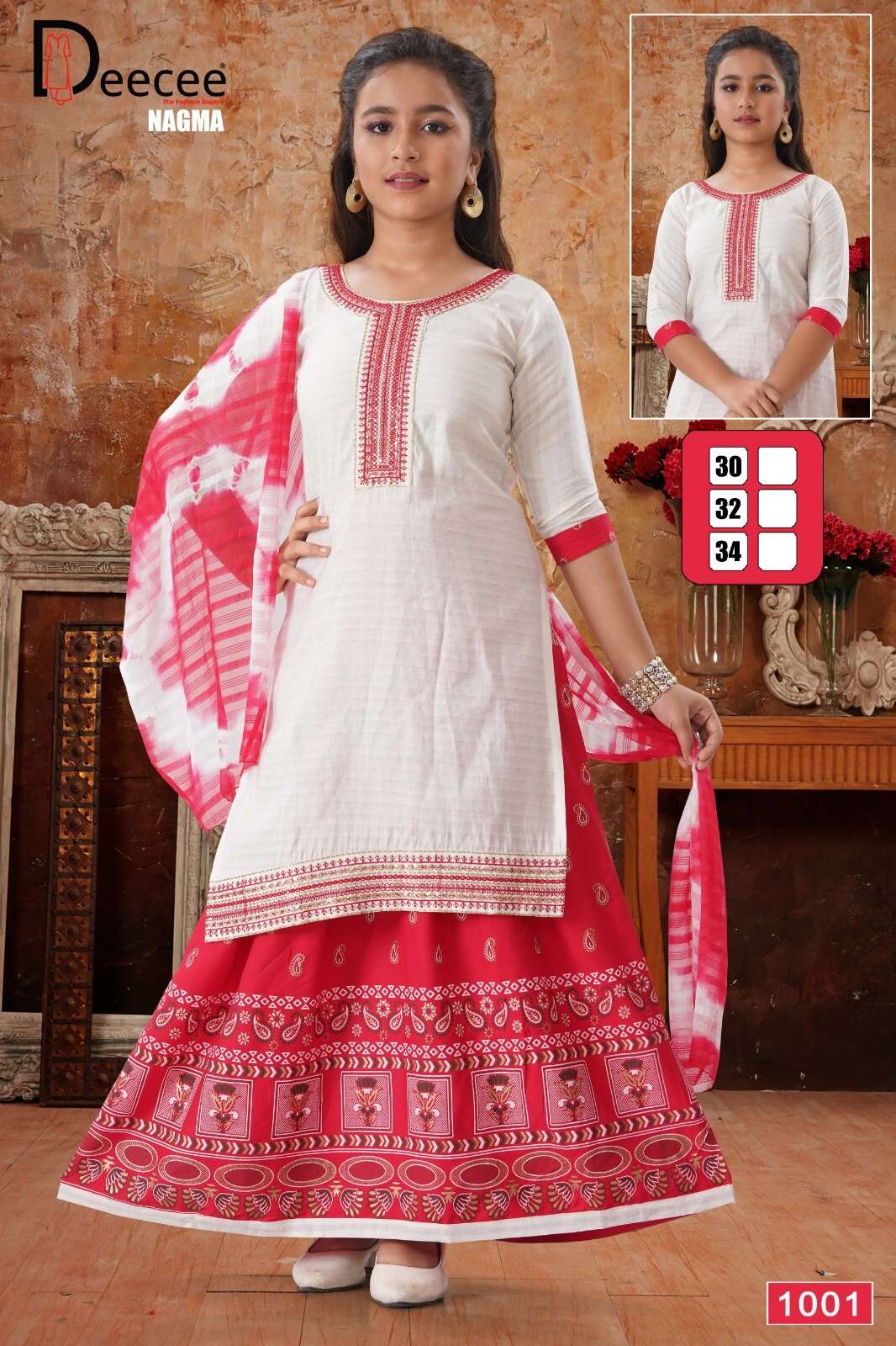 NAGMA BY DEECEE IN DOBBY SELF BUTTE PLAIN FABRIC WITH COMPUTER EMBROIDERY WORK 